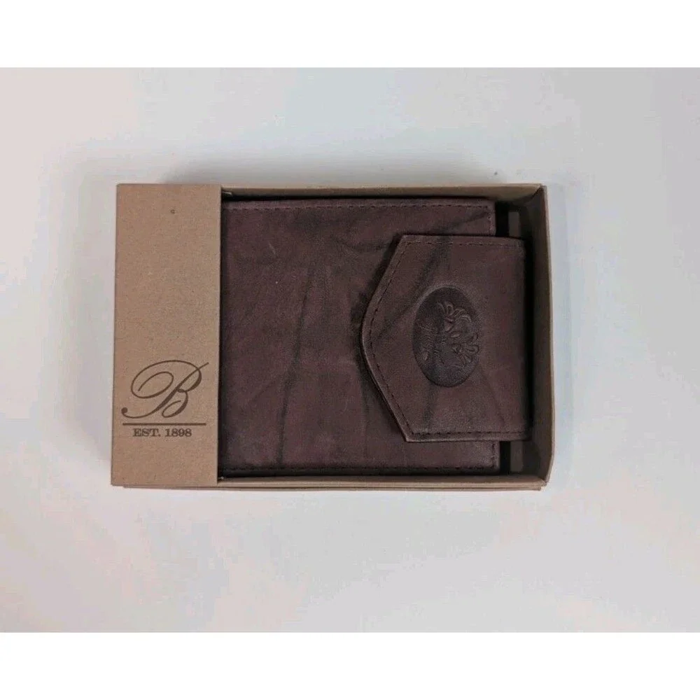 Buxton Genuine Leather Wallet Brown Bifold Organizer Coin Pocket ID Holder NIB